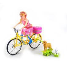 Brinquedo Infantil Boneca De Bicicleta 2 Cachorros De Skate (Amarelo)