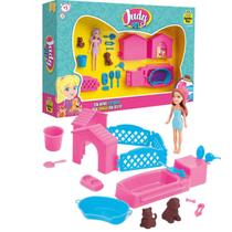 Brinquedo Infantil Boneca Judy e Pets para Banho Samba Toys