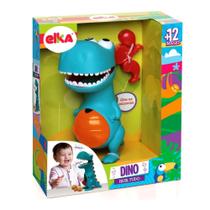 Brinquedo Infantil Boneco Dino Papa Tudo em Plástico 23cm com Acessórios Ele Abre a Boca e Engole Comidinhas Elka - 972