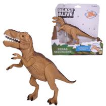 Brinquedo Infantil Bonecos Dinossauros Com LUZ E SOM +3 Anos Beast Alive Feras Selvagens Candide
