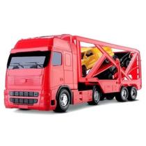 Brinquedo Infantil Caminhão Cegonheira +2 Carrinhos Vermelho