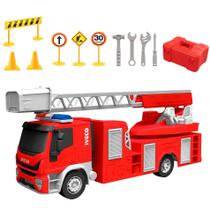 Brinquedo Infantil Caminhão de Bombeiros com Escada Articulada e 13 Acessórios - Usual Brinquedos
