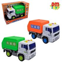 Brinquedo Infantil Caminhão Fricção Coleta de Lixo com Som e Luz da DM TOYS.