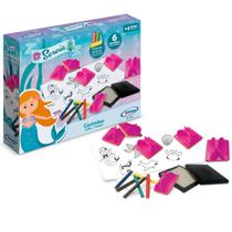 Brinquedo Infantil Carimbos Sereia com Giz de Cera Xalingo 1344.3 Brinquedo Infantil Carimbos Sereia com Giz de Cera Xalingo 1344.3