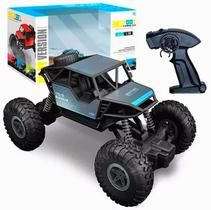 Brinquedo Infantil Carrinho de Controle Remoto Aventura com Suspensão Off-Road Recarregável Big Foot Azul Metálico