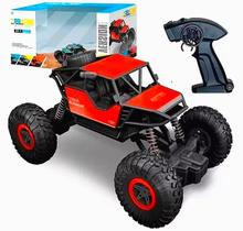 Brinquedo Infantil Carrinho de Controle Remoto Recarregável 4x4 Com Suspensão Off-Road Big Foot Vermelho Metálico