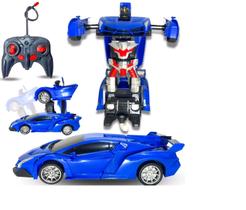 Brinquedo Infantil Carrinho de Controle Remoto Transformers Robô (Azul) - Fun Game