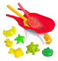 Brinquedo Infantil Carrinho De Mão Praia 9 Pç Rei Do Balde Brinquedo Infantil Carrinho De Mão Praia 9 Pç Rei Do Balde