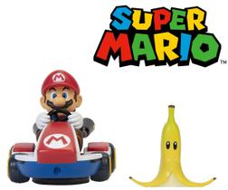 Brinquedo Infantil Carrinho Mario Super Mario Kart Spin Out Com Banana Original Candide