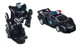 Brinquedo Infantil Carrinho Policia Transforma Em Robô