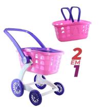 Brinquedo infantil carrinho supermercado compras 2 em 1 - Samba Toys