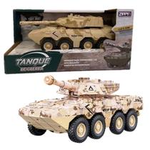 Brinquedo Infantil Carrinho Tanque de Guerra Bege Fricção com Luz e Som 26cm Zippy Toys - 10485 Brinquedo Infantil Carrinho Tanque de Guerra Bege Fricção com Luz e Som 26cm Zippy Toys - 10485