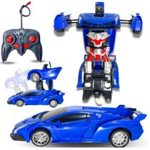 Brinquedo Infantil Carrinho Transformers Com Controle Remoto (Azul)