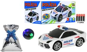 Brinquedo Infantil Carro de Policia Som Luz 3D Presente