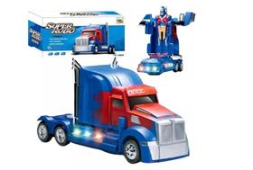 Brinquedo Infantil Carro Vira Robô Transformers Com Som E Luz