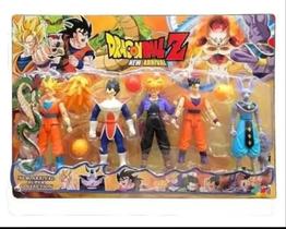 Brinquedo Infantil Cartela Com 5 Bonecos 14 Cm Dragon Ball Z Goku Vegeta Broly Freeza