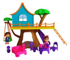 Brinquedo Infantil Casa Casinha Na Árvore Maria Clara e Jp Youtuber Com Balanço + Acessórios - Divertoys