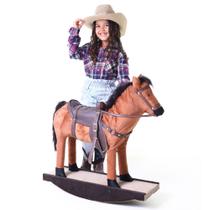 Brinquedo infantil cavalo de pelúcia com balanço luxo e pescoço flexível