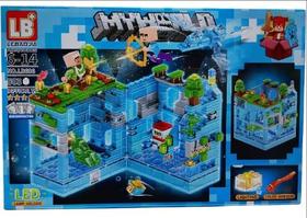 Brinquedo Infantil Conjunto de Blocos 503 Peças de Construção Castelo de Gelo Com Luz Led