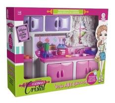 Brinquedo Infantil Cozinha Cristal Com Pia + Acessórios