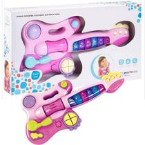 Brinquedo Infantil Criança Minha Primeira Guitarra Elétrica Rosa Tocar Música Instrumento Coordenação Multikids - BR1091