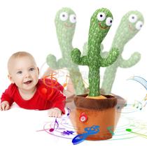 Brinquedo Infantil Criança TikTok Cacto Dançante Luminoso Pelúcia 120 Músicas Canta Fala Repete USB