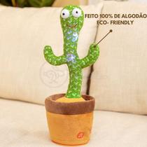 Brinquedo Infantil Criança TikTok Cacto Dançante Luminoso Pelúcia 120 Músicas Canta Fala Repete USB