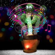 Brinquedo Infantil Criança TikTok Cacto Dançante Luminoso Pelúcia 120 Músicas Canta Fala Repete USB