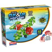 Brinquedo Infantil Crianças Airplane Avião Aviões Montar 48 Peças Clic & Lig Plástico PlasBrink Brinquedo Infantil Crianças Airplane Avião Aviões Montar 48 Peças Clic & Lig Plástico PlasBrink
