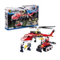 Brinquedo Infantil Cubic Helicóptero Bombeiros Combate ao Incêndio 325 Peças Multikids - BR2307