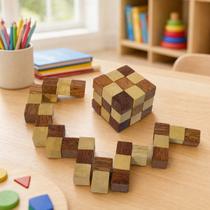 Brinquedo Infantil Cubo Serpente 3X3 Madeira Brinquedo Infantil Cubo Serpente 3X3 Madeira