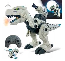 Brinquedo Infantil Dinossauro Com Controle Remoto Solta Fumaça Emite Som e Luz - Fun Game