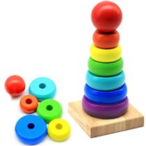 Brinquedo Infantil Educativo Argola De Empilhar Pirâmide