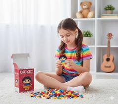 Brinquedo infantil educativo bloco magico montagem bloquinhos tigre gatinha monte crie diversão 130pçs