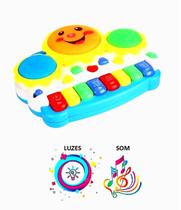 Brinquedo Infantil Educativo Piano Tambor Com Musica E Luz Teclado Bebê Colorido