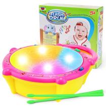Brinquedo Infantil Educativo Tambor Musical Flash Drum Luzes E Sons