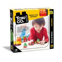 Brinquedo infantil educativo tchuco blocks fazendinha 52 peças montar encaixar empilhar
