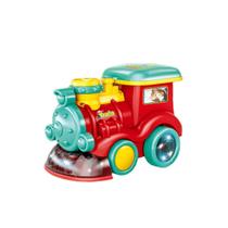 Brinquedo Infantil Educativo Trenzinho Pisca E Gira Musical Locomotiva Brilha Som Plastico Transparente Menino Reforçado