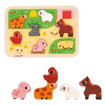 Brinquedo Infantil Encaixa Formas 3D Animais Fazenda Madeira Puzzle Didático Janod Brinquedo Infantil Encaixa Formas 3D Animais Fazenda Madeira Puzzle Didático Janod