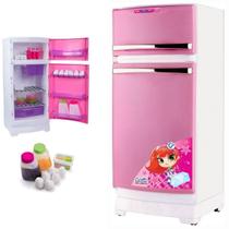 Brinquedo Infantil Geladeira Branca e Rosa - Magic Toys