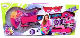 Brinquedo Infantil Guitarra Rosa Musical Girls Rock Com Som e Luz