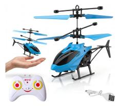 Brinquedo Infantil Helicóptero Controle Remoto Com Sensor Recarregável Luz Criança Presente