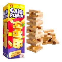 Brinquedo infantil Jenga de Madeira Caiu Perdeu Jogo Didatico Educativo