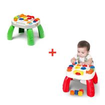 Brinquedo infantil kit 2 mesinhas coloridas didaticas play time verde + vermelha