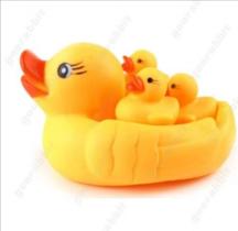 Brinquedo Infantil Kit 4 Peças Pato De Borracha Flutuador e Brinquedo De Banho Para Bebê