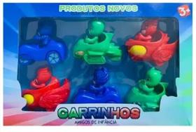Brinquedo Infantil Kit 6 Carrinhos 6 Bonecos Pj Masks Fricção Corujita