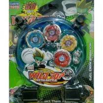 Brinquedo Infantil Kit Beyblade Tornado Wild Top Metal Battle 5D Azul