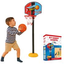 Brinquedo Infantil Kit Cesta Basquete com Bola, Bomba e tabela Presente Criança 3 4 5 anos