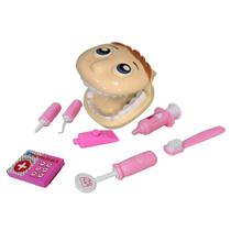 Brinquedo Infantil Kit Dentista com Mini Paciente Acessórios Cor Rosa Profissão Faz de Conta Tam P - Fenix DTC-524R