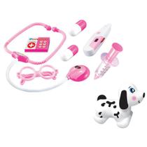 Brinquedo Infantil Kit Veterinário Com Acessórios Rosa Fenix